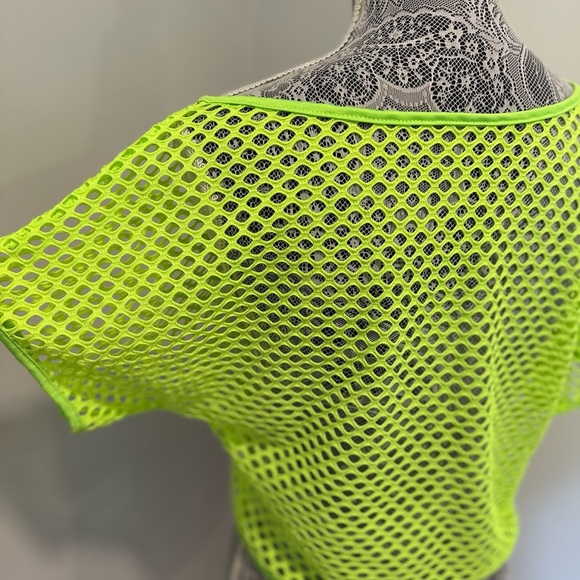 Women’s Fluorescent Green Mesh Oversized Tee. Flowy. Summer. Bright. - Picture 3 of 8